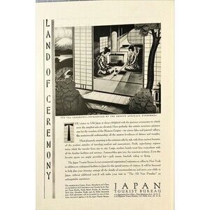 Japan Tourist Bureau "The Tea Ceremony" Drawing Vintage Print Ad 1930